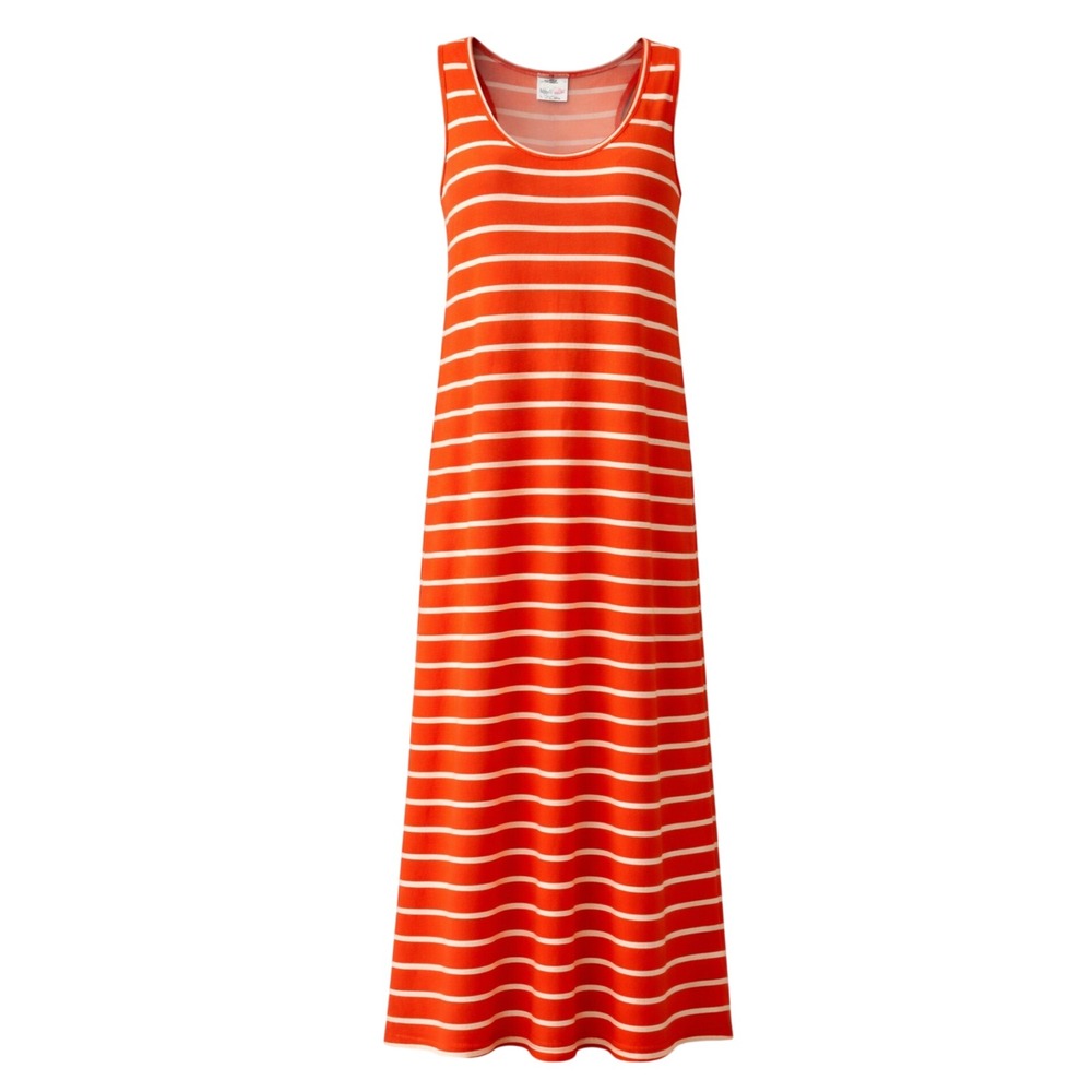 India Boutique Orange White Striped Racerback Maxi Dress Sleeveless Knit OS